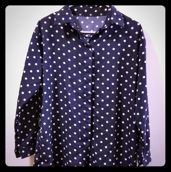 Tops - White Polka Dot Button Down Dress